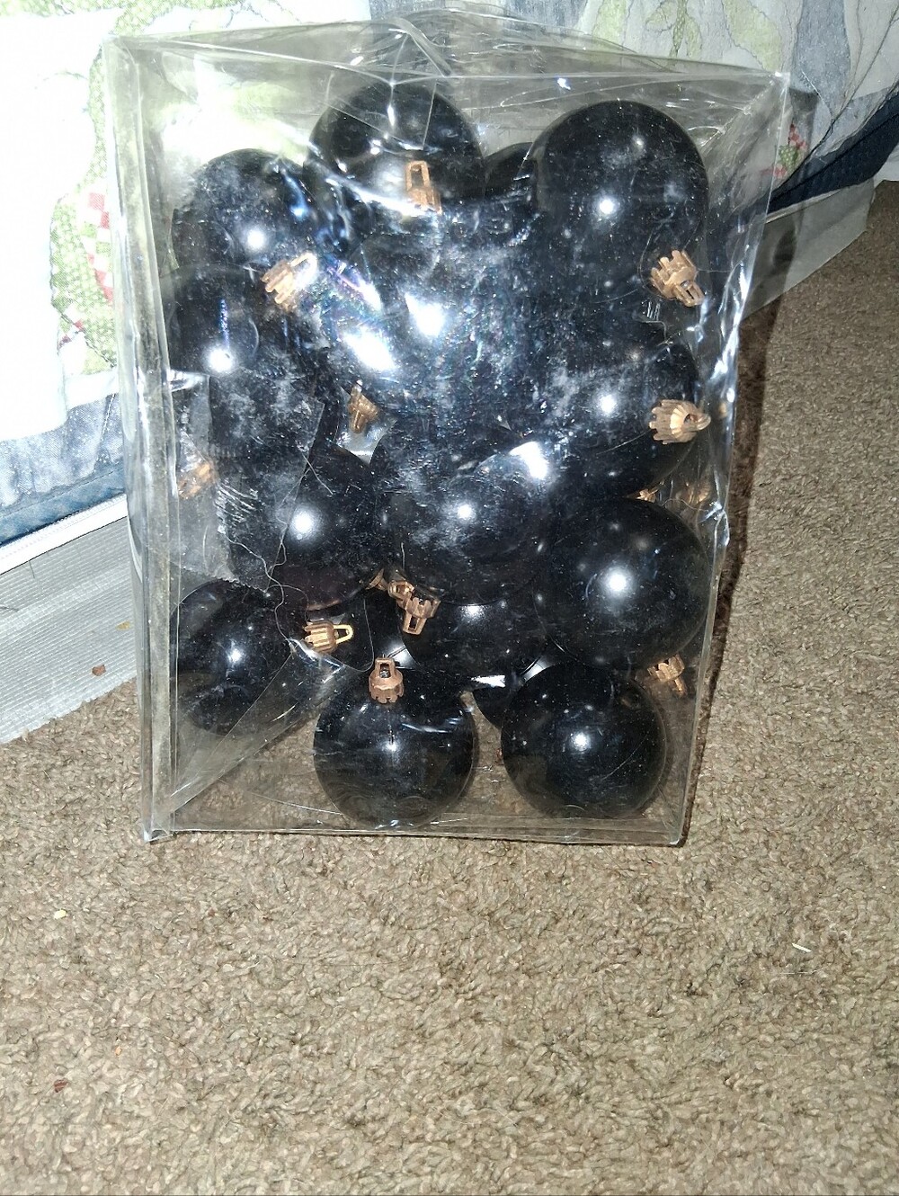 Black Holiday Ornament Set - Decorative Christmas Baubles